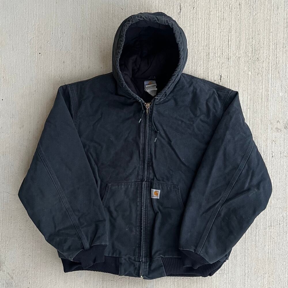 Carhartt J140 BLK black hooded work wear jacket